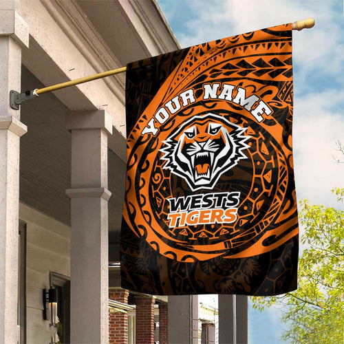 Personalized Wests Tigers Garden Flag Polynesian Tribal Chest and Sleeve Tattoo