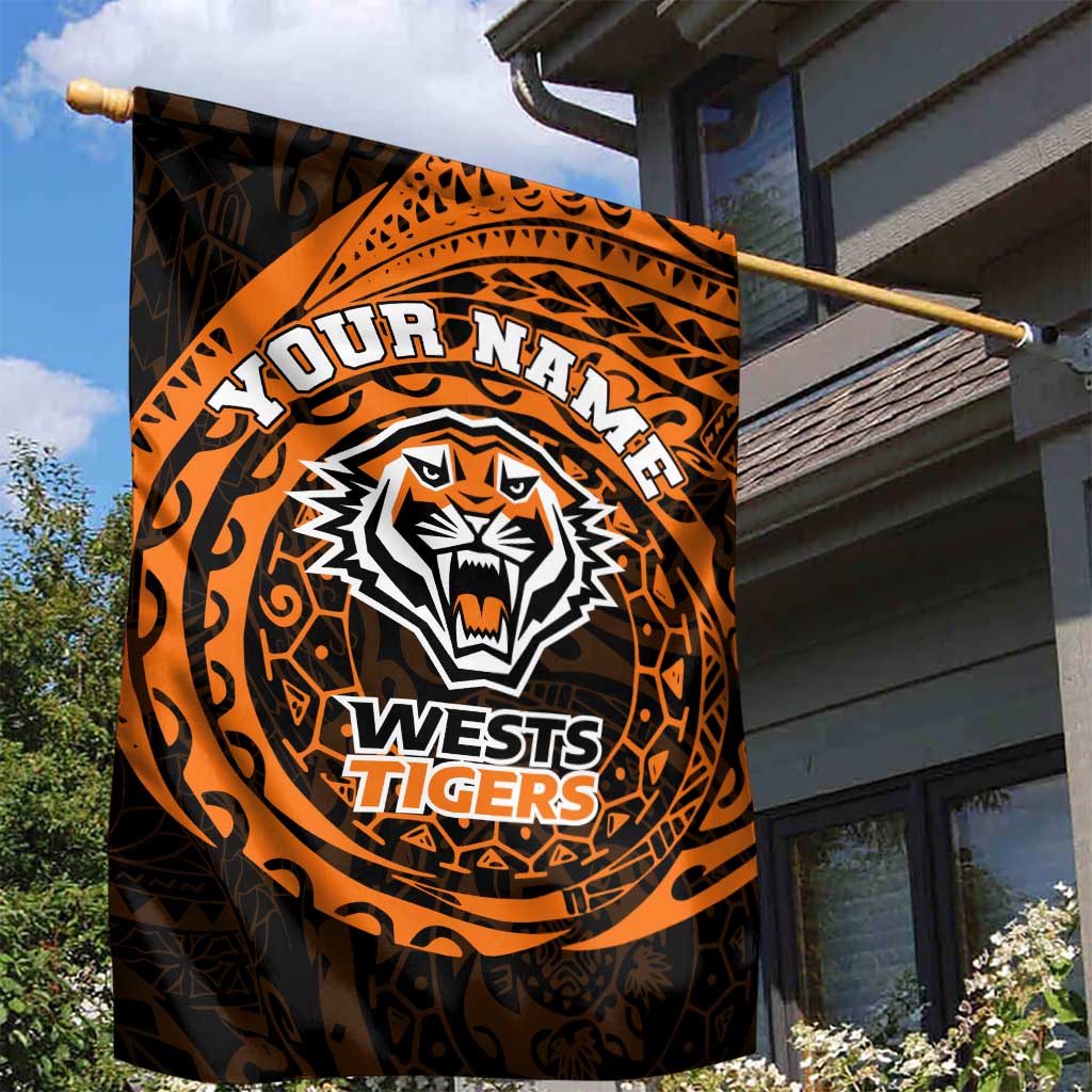 Personalized Wests Tigers Garden Flag Polynesian Tribal Chest and Sleeve Tattoo
