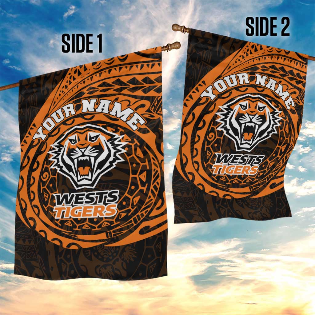 Personalized Wests Tigers Garden Flag Polynesian Tribal Chest and Sleeve Tattoo