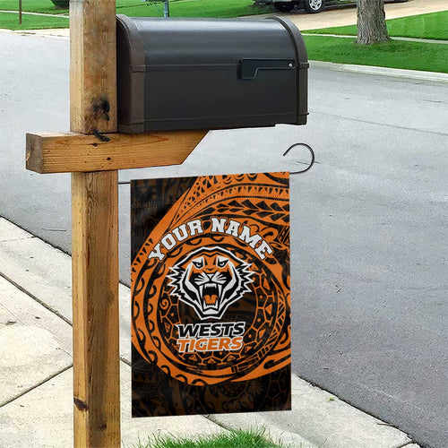 Personalized Wests Tigers Garden Flag Polynesian Tribal Chest and Sleeve Tattoo