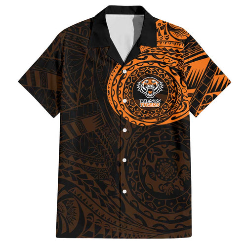 Personalized Wests Tigers Hawaiian Shirt Polynesian Tribal Chest and Sleeve Tattoo