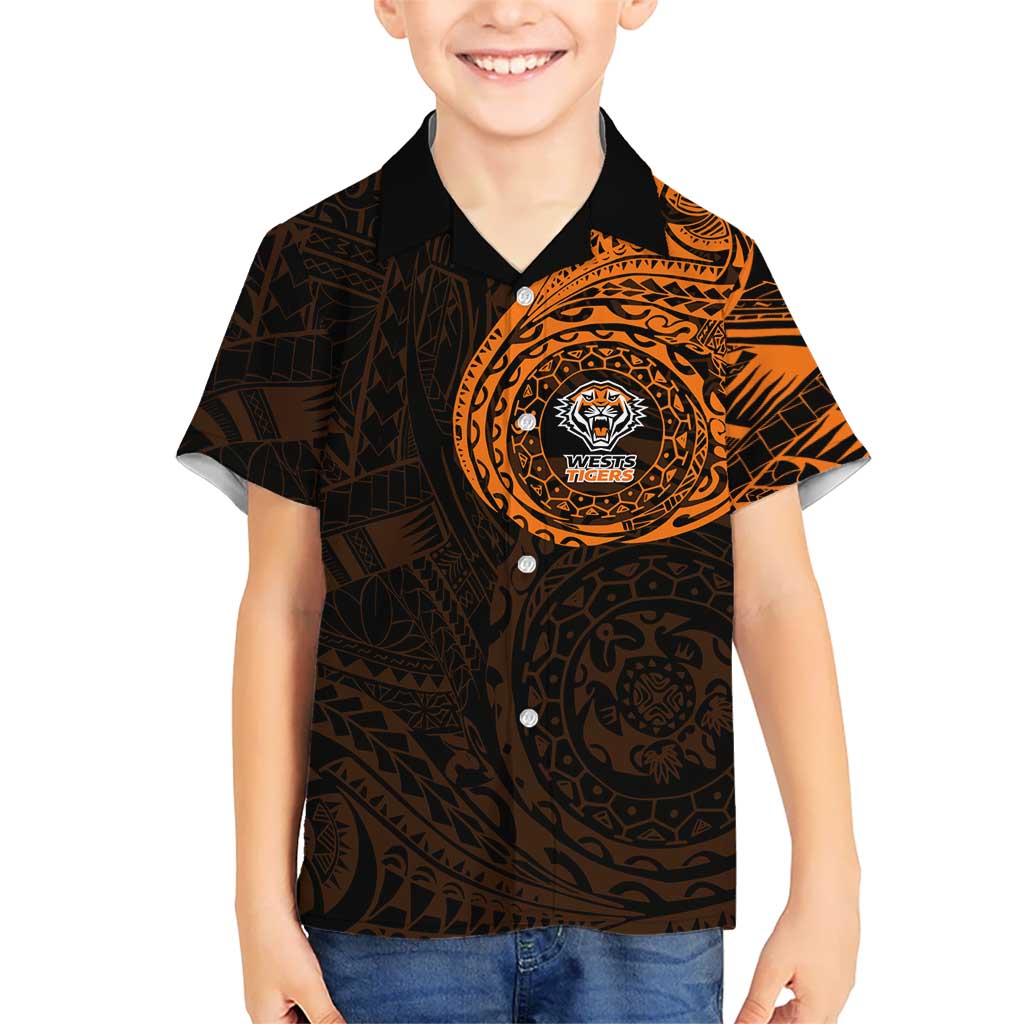 Personalized Wests Tigers Hawaiian Shirt Polynesian Tribal Chest and Sleeve Tattoo