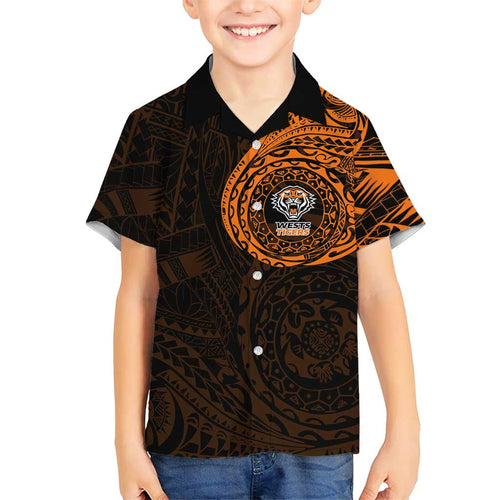 Personalized Wests Tigers Hawaiian Shirt Polynesian Tribal Chest and Sleeve Tattoo