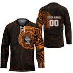 Personalized Wests Tigers Hockey Jersey Polynesian Tribal Chest and Sleeve Tattoo