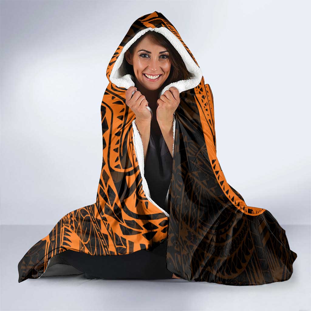 Personalized Wests Tigers Hooded Blanket Polynesian Tribal Chest and Sleeve Tattoo