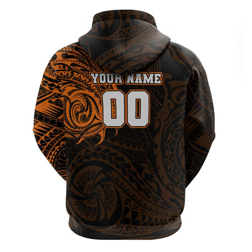 Personalized Wests Tigers Hoodie Polynesian Tribal Chest and Sleeve Tattoo
