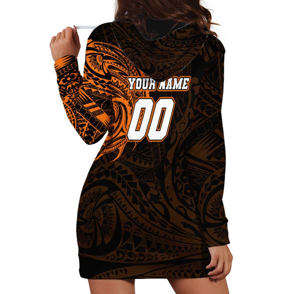 Personalized Wests Tigers Hoodie Dress Polynesian Tribal Chest and Sleeve Tattoo