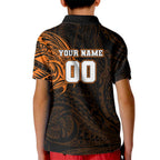 Personalized Wests Tigers Kid Polo Shirt Polynesian Tribal Chest and Sleeve Tattoo