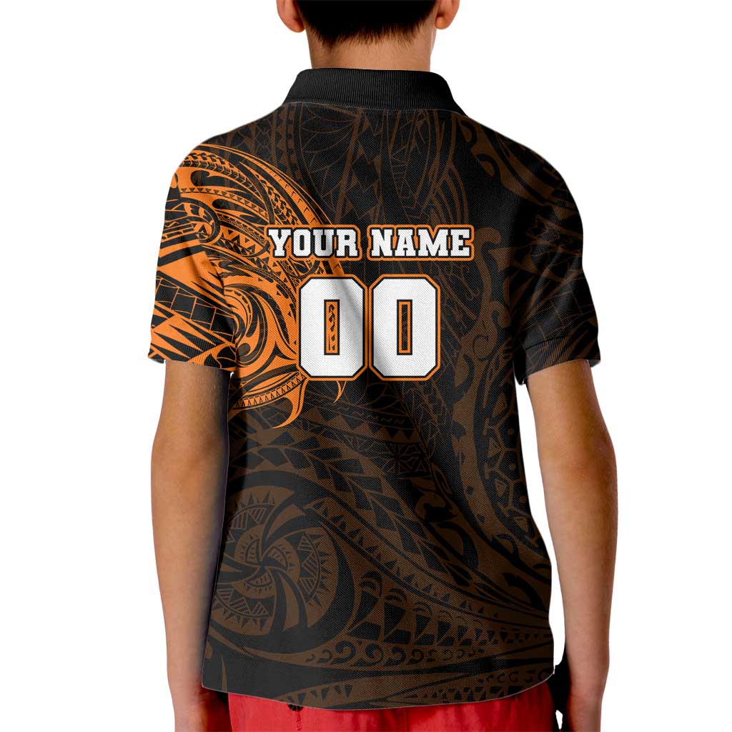 Personalized Wests Tigers Kid Polo Shirt Polynesian Tribal Chest and Sleeve Tattoo