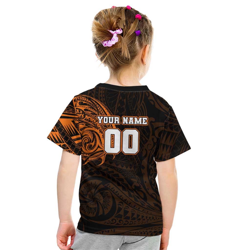 Personalized Wests Tigers Kid T Shirt Polynesian Tribal Chest and Sleeve Tattoo