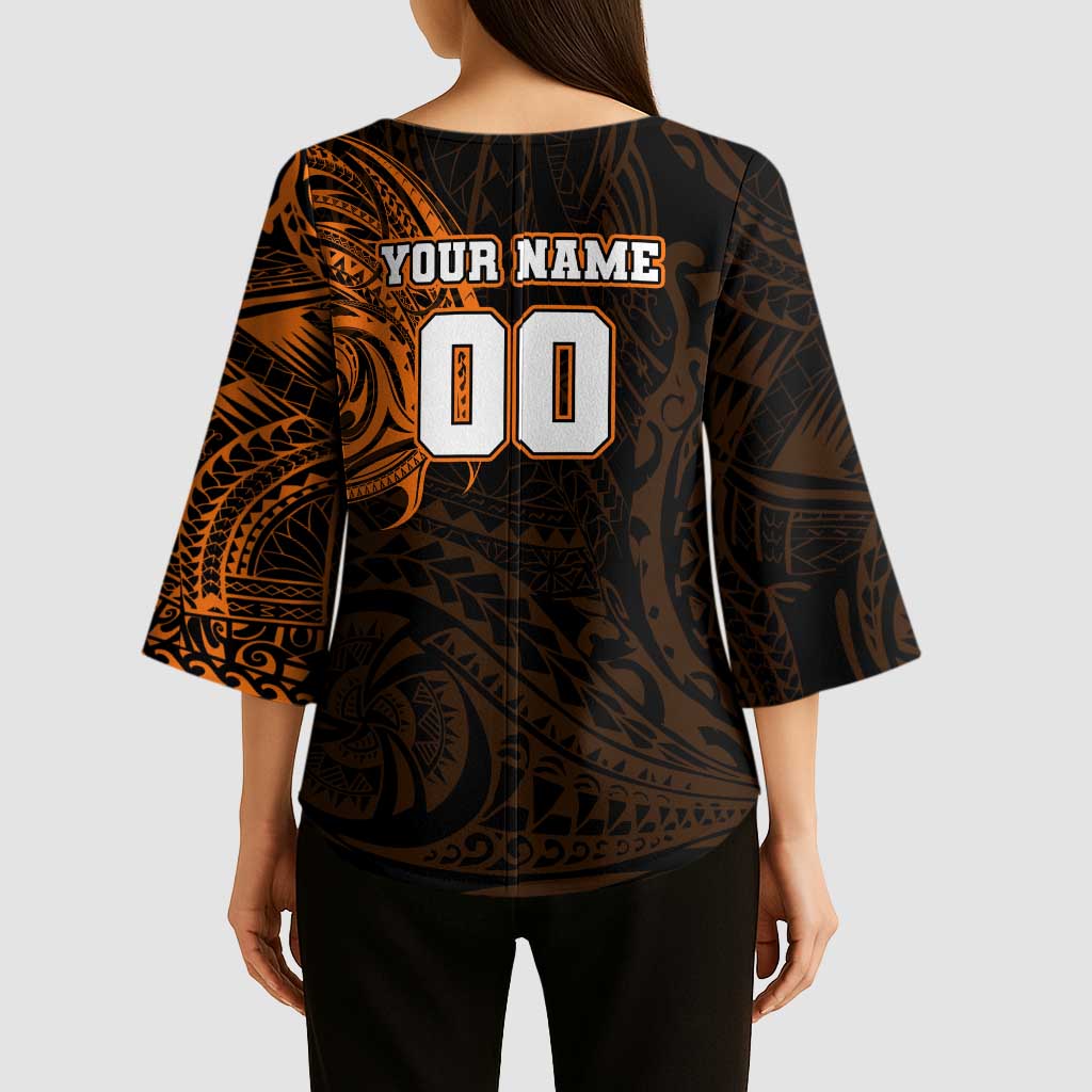 Personalized Wests Tigers Kimono Sleeve Blouse Polynesian Tribal Chest and Sleeve Tattoo