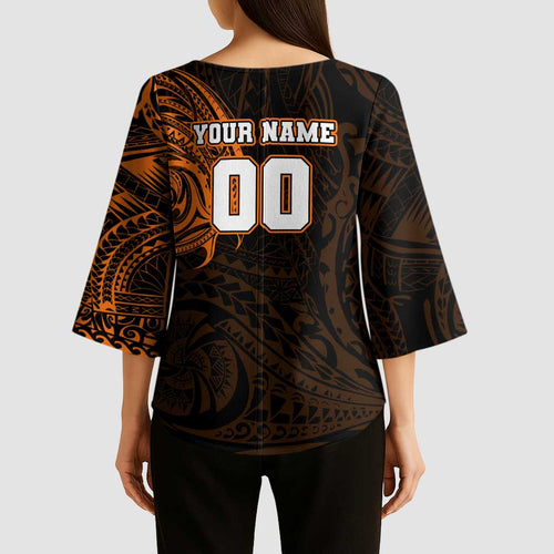 Personalized Wests Tigers Kimono Sleeve Blouse Polynesian Tribal Chest and Sleeve Tattoo