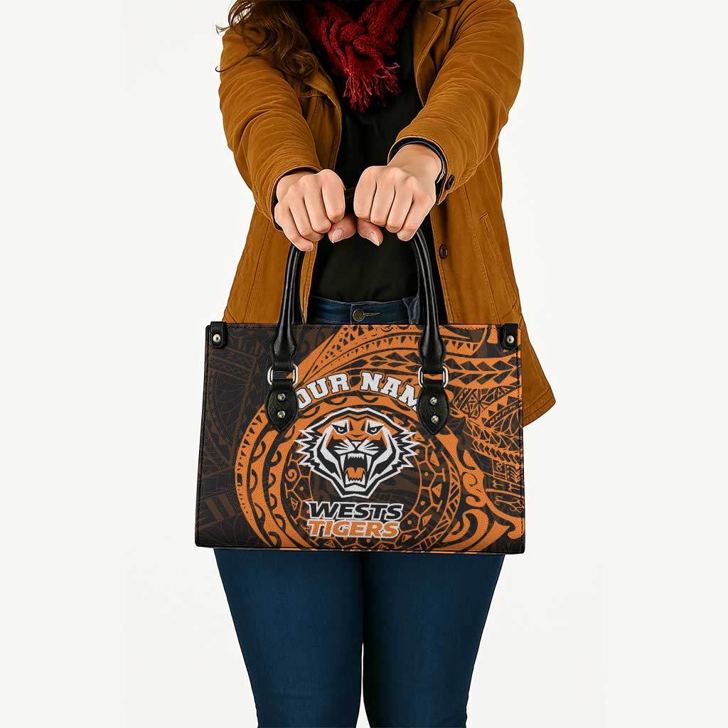 Personalized Wests Tigers Leather Bag Polynesian Tribal Chest and Sleeve Tattoo