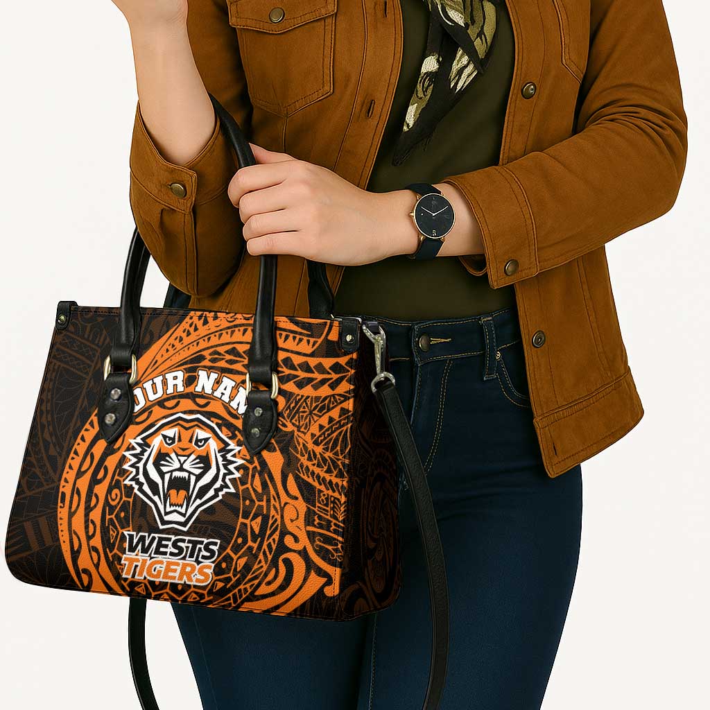 Personalized Wests Tigers Leather Bag Polynesian Tribal Chest and Sleeve Tattoo