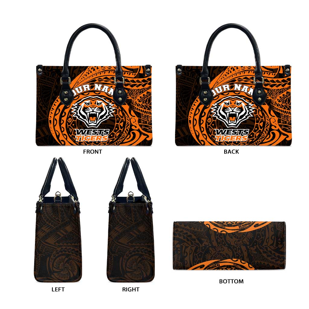 Personalized Wests Tigers Leather Bag Polynesian Tribal Chest and Sleeve Tattoo