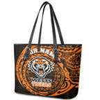 Personalized Wests Tigers Leather Tote Bag Polynesian Tribal Chest and Sleeve Tattoo