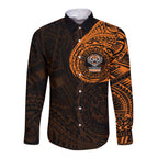 Personalized Wests Tigers Long Sleeve Button Shirt Polynesian Tribal Chest and Sleeve Tattoo