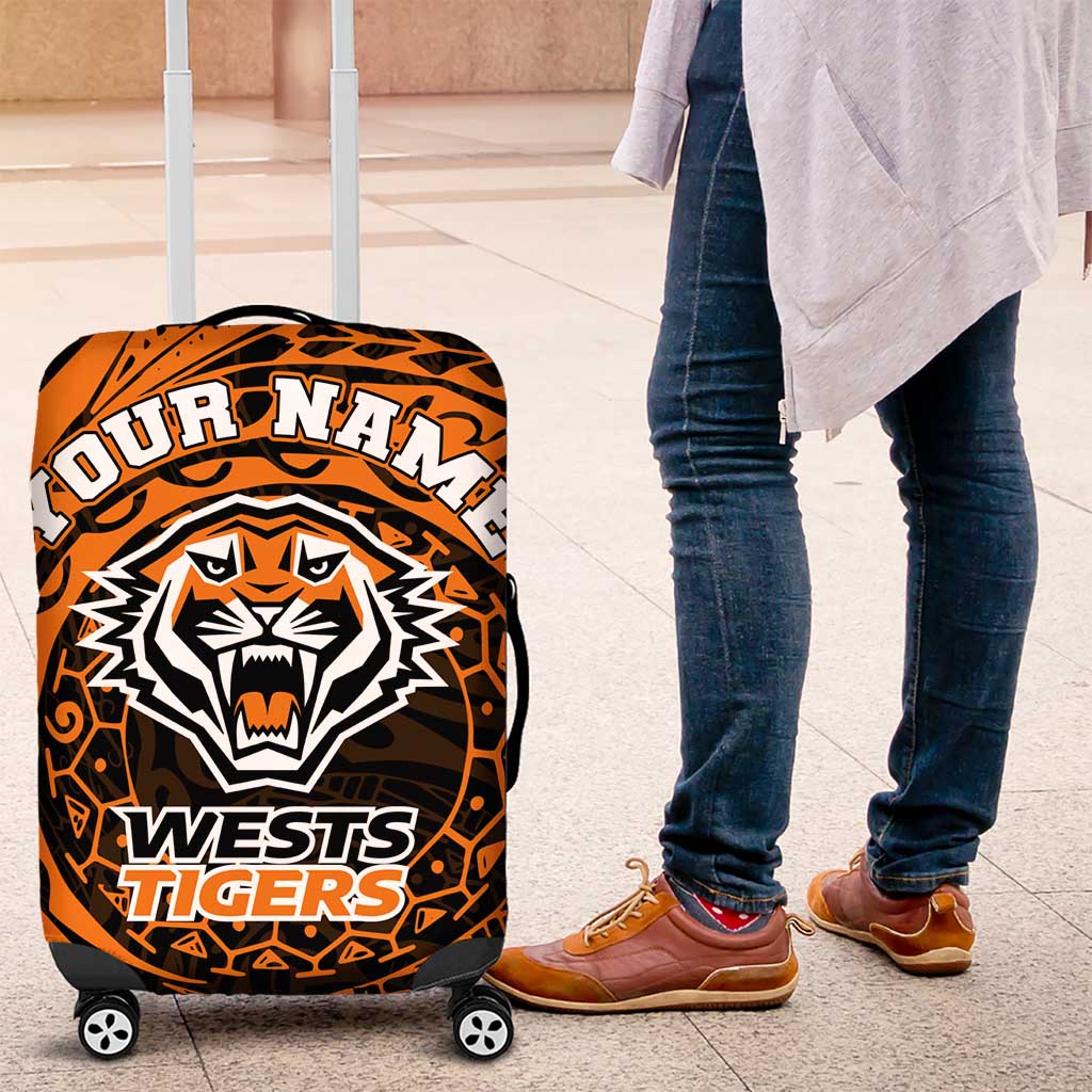 Personalized Wests Tigers Luggage Cover Polynesian Tribal Chest and Sleeve Tattoo