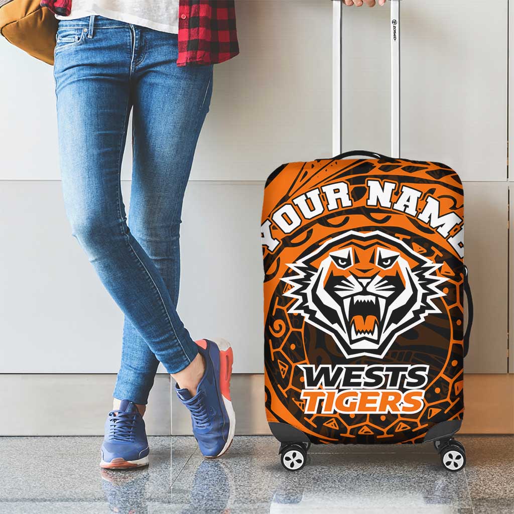 Personalized Wests Tigers Luggage Cover Polynesian Tribal Chest and Sleeve Tattoo