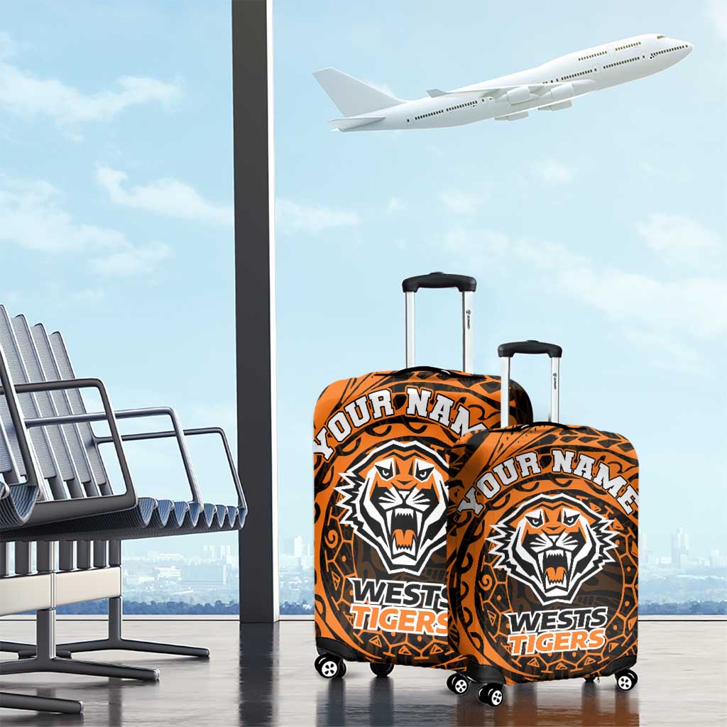 Personalized Wests Tigers Luggage Cover Polynesian Tribal Chest and Sleeve Tattoo