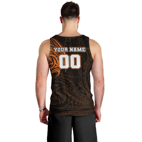 Personalized Wests Tigers Men Tank Top Polynesian Tribal Chest and Sleeve Tattoo