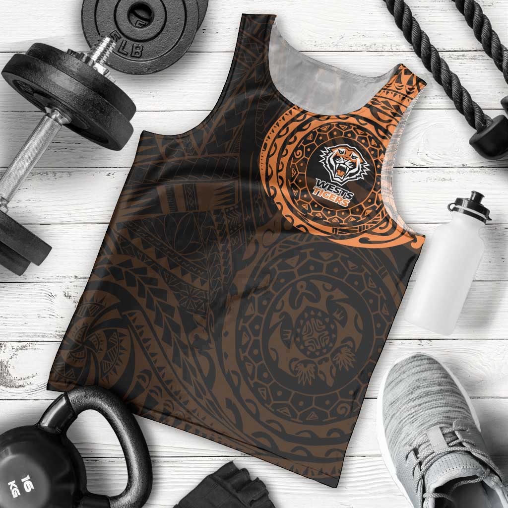 Personalized Wests Tigers Men Tank Top Polynesian Tribal Chest and Sleeve Tattoo