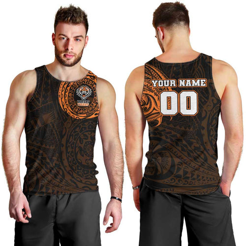Personalized Wests Tigers Men Tank Top Polynesian Tribal Chest and Sleeve Tattoo