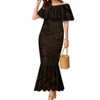 Personalized Wests Tigers Mermaid Dress Polynesian Tribal Chest and Sleeve Tattoo
