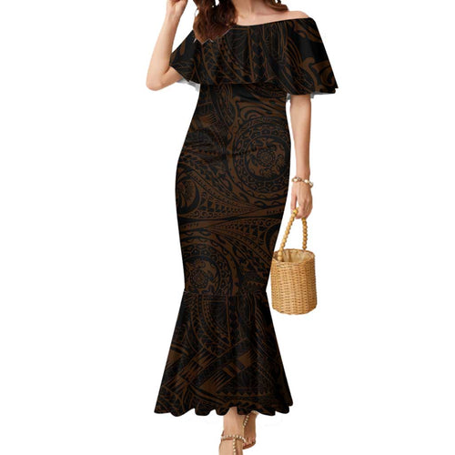 Personalized Wests Tigers Mermaid Dress Polynesian Tribal Chest and Sleeve Tattoo