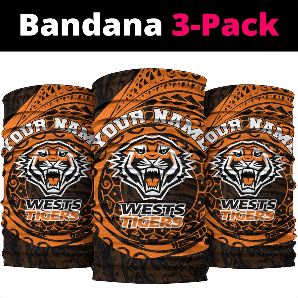 Personalized Wests Tigers Neck Gaiter Polynesian Tribal Chest and Sleeve Tattoo
