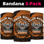 Personalized Wests Tigers Neck Gaiter Polynesian Tribal Chest and Sleeve Tattoo