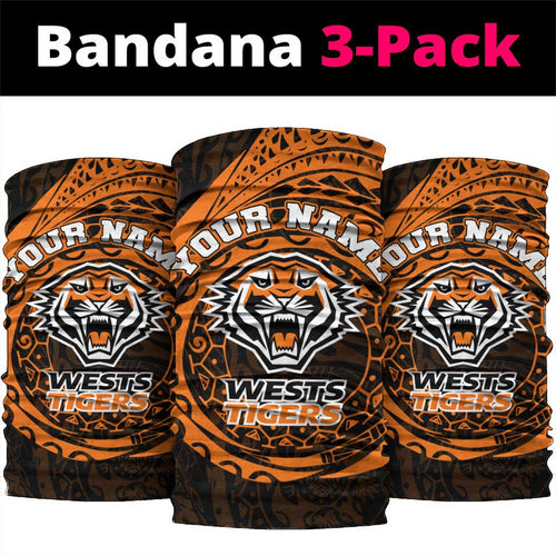 Personalized Wests Tigers Neck Gaiter Polynesian Tribal Chest and Sleeve Tattoo