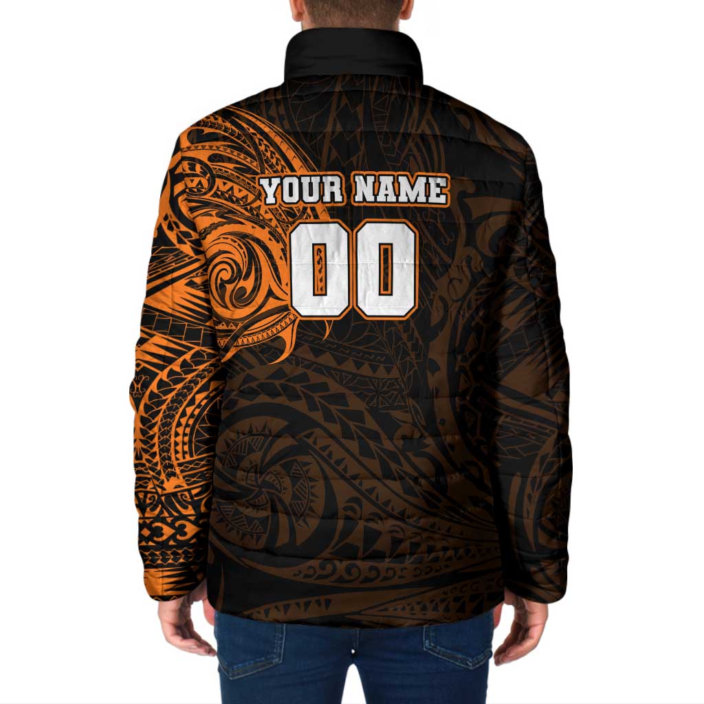 Personalized Wests Tigers Padded Jacket Polynesian Tribal Chest and Sleeve Tattoo