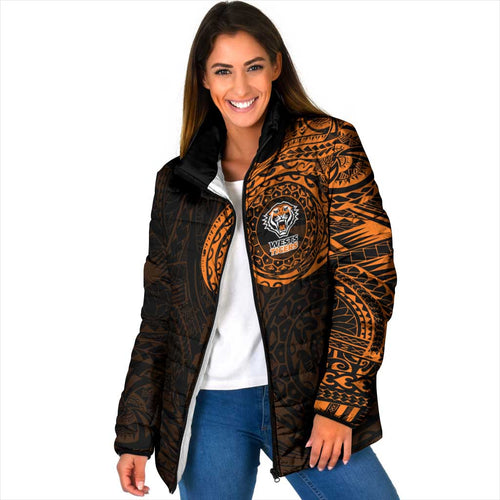 Personalized Wests Tigers Padded Jacket Polynesian Tribal Chest and Sleeve Tattoo