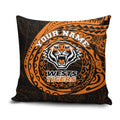 Personalized Wests Tigers Pillow Cover Polynesian Tribal Chest and Sleeve Tattoo