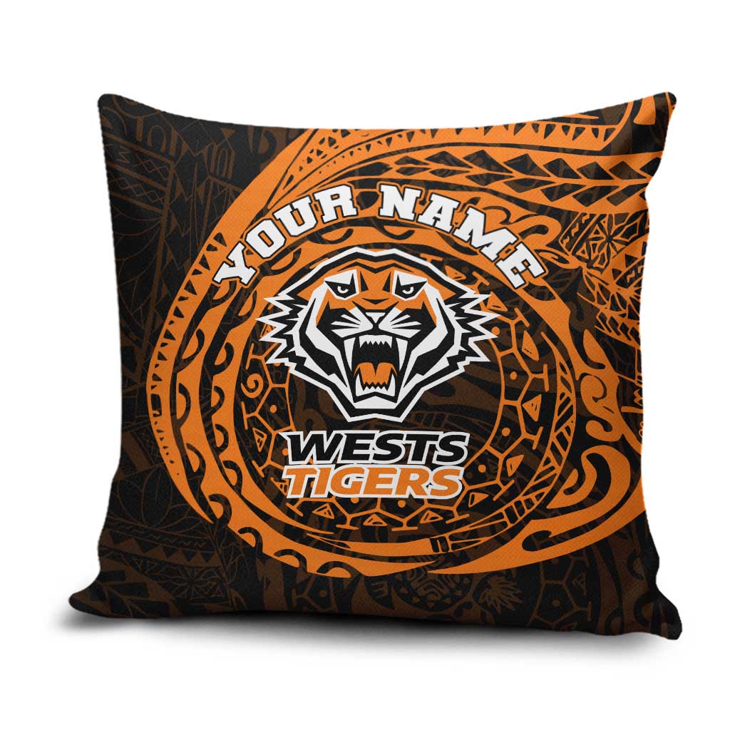 Personalized Wests Tigers Pillow Cover Polynesian Tribal Chest and Sleeve Tattoo
