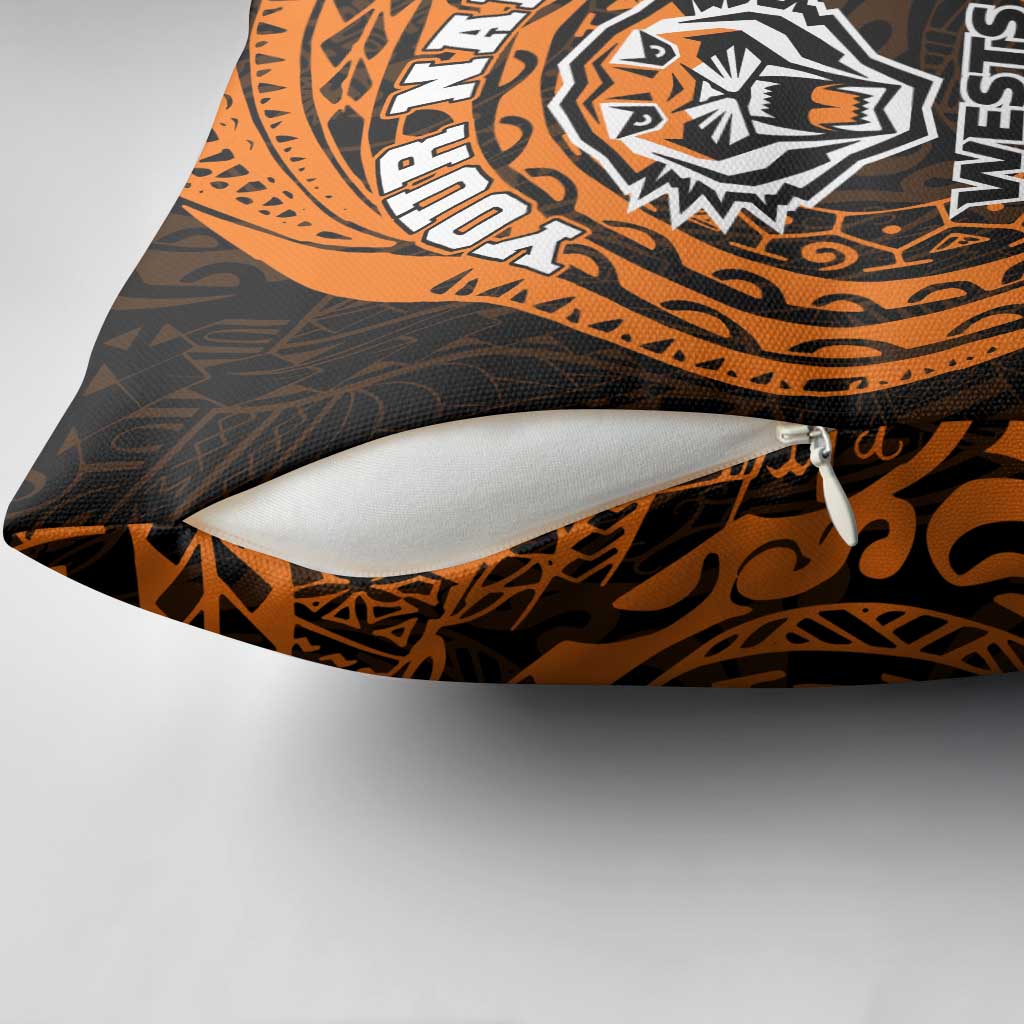 Personalized Wests Tigers Pillow Cover Polynesian Tribal Chest and Sleeve Tattoo