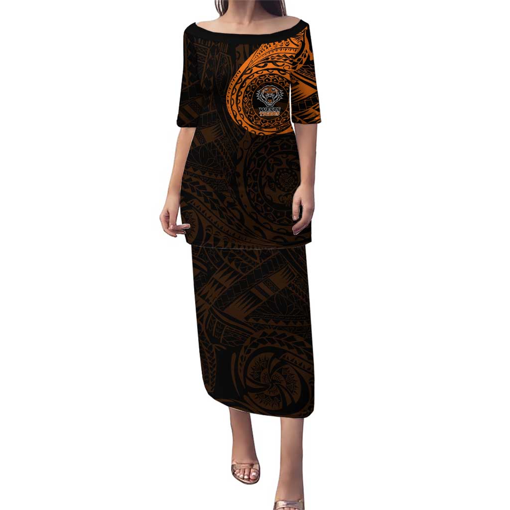 Personalized Wests Tigers Puletasi Polynesian Tribal Chest and Sleeve Tattoo