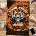 Personalized Wests Tigers Puzzle Polynesian Tribal Chest and Sleeve Tattoo