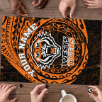 Personalized Wests Tigers Puzzle Polynesian Tribal Chest and Sleeve Tattoo