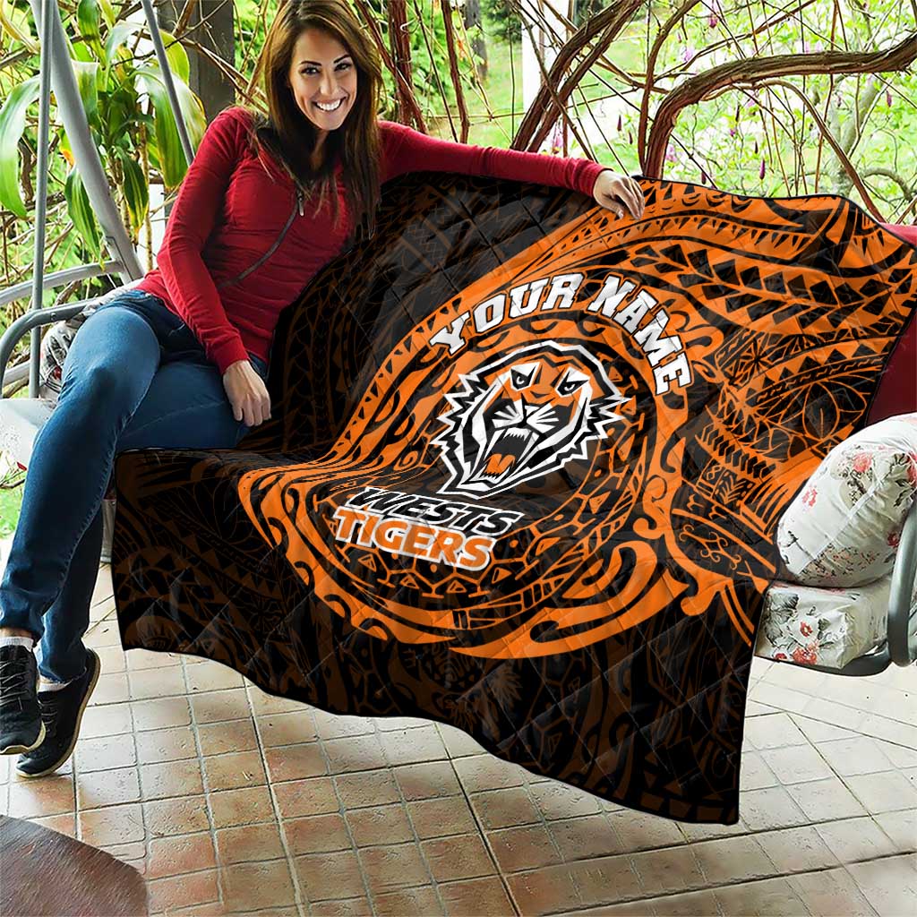 Personalized Wests Tigers Quilt Polynesian Tribal Chest and Sleeve Tattoo