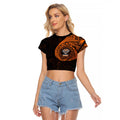 Personalized Wests Tigers Raglan Cropped T Shirt Polynesian Tribal Chest and Sleeve Tattoo