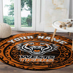 Personalized Wests Tigers Round Carpet Polynesian Tribal Chest and Sleeve Tattoo