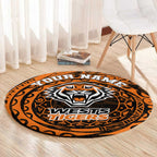 Personalized Wests Tigers Round Carpet Polynesian Tribal Chest and Sleeve Tattoo