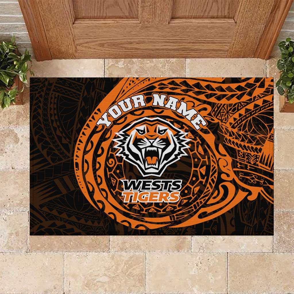 Personalized Wests Tigers Rubber Doormat Polynesian Tribal Chest and Sleeve Tattoo
