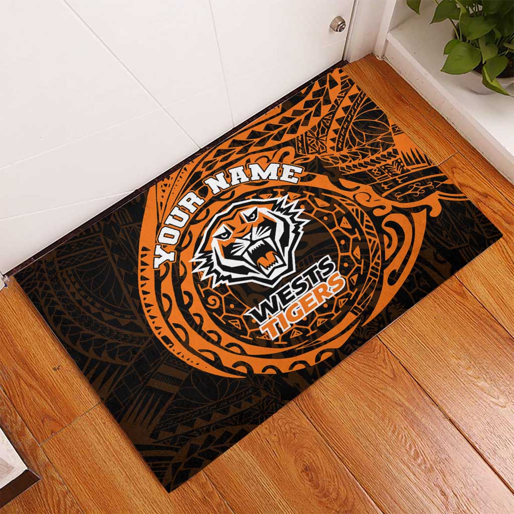 Personalized Wests Tigers Rubber Doormat Polynesian Tribal Chest and Sleeve Tattoo