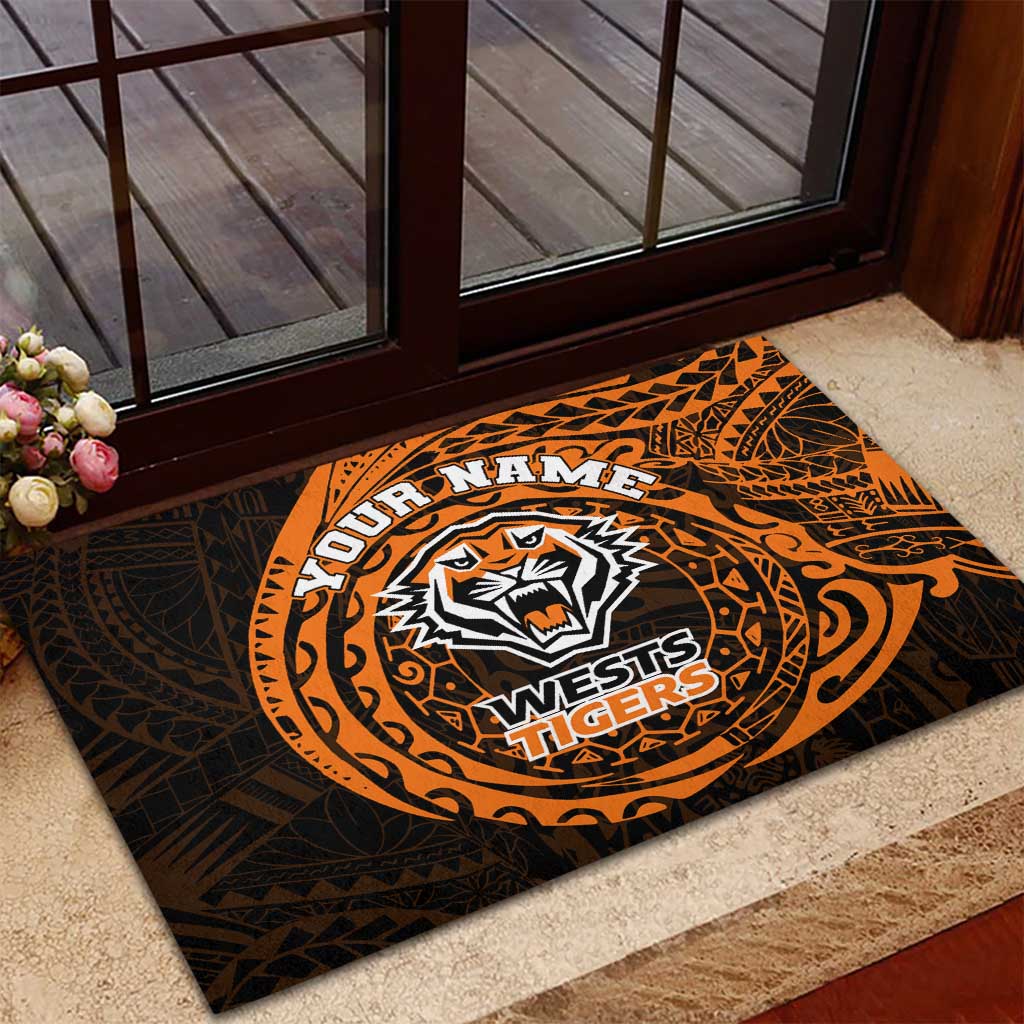 Personalized Wests Tigers Rubber Doormat Polynesian Tribal Chest and Sleeve Tattoo