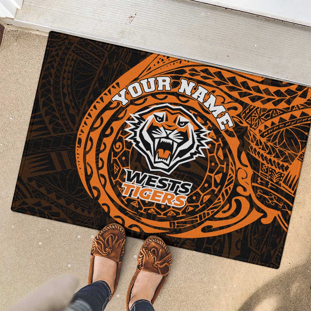 Personalized Wests Tigers Rubber Doormat Polynesian Tribal Chest and Sleeve Tattoo