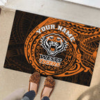 Personalized Wests Tigers Rubber Doormat Polynesian Tribal Chest and Sleeve Tattoo