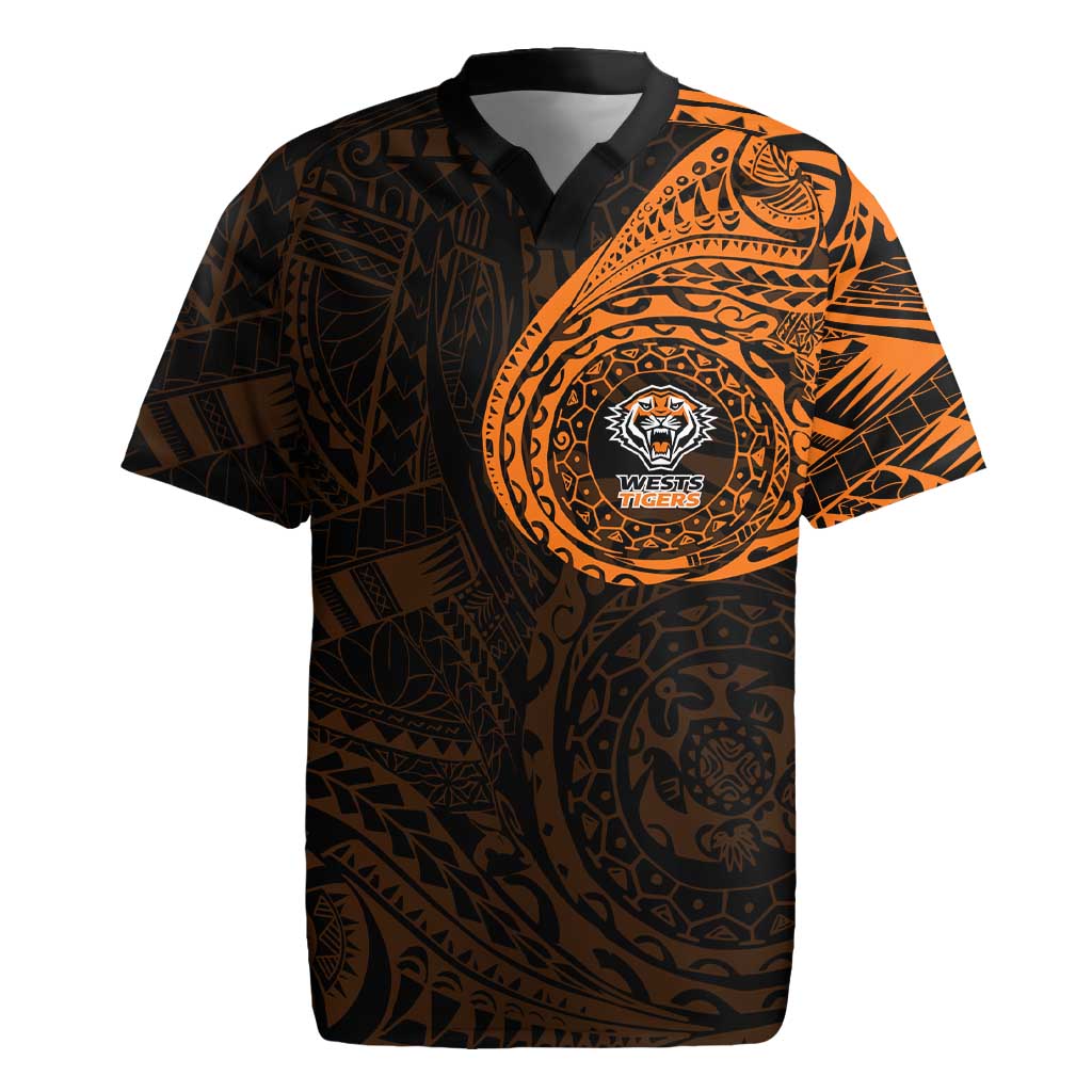 Personalized Wests Tigers Rugby Jersey Polynesian Tribal Chest and Sleeve Tattoo
